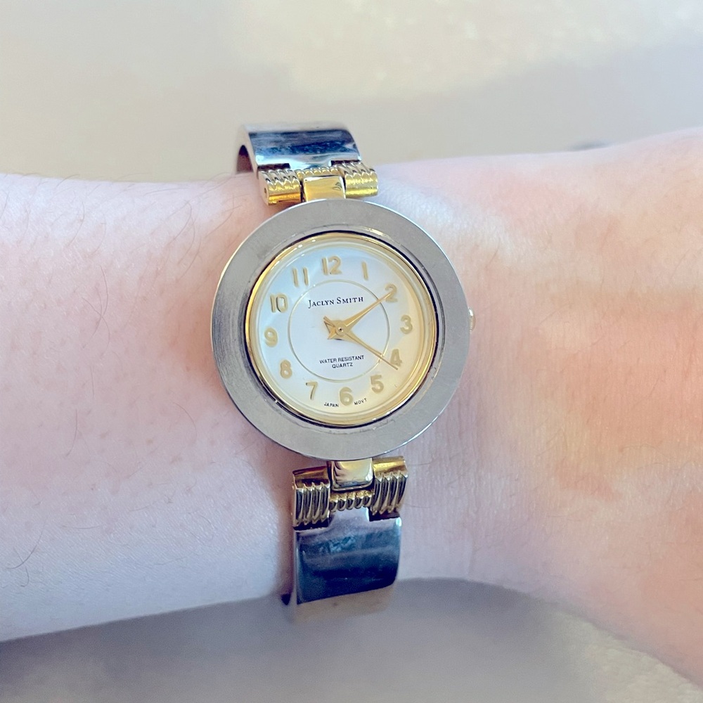 Vintage Jacklyn Smith Mixed Metal Gold and Silver Toned Watch